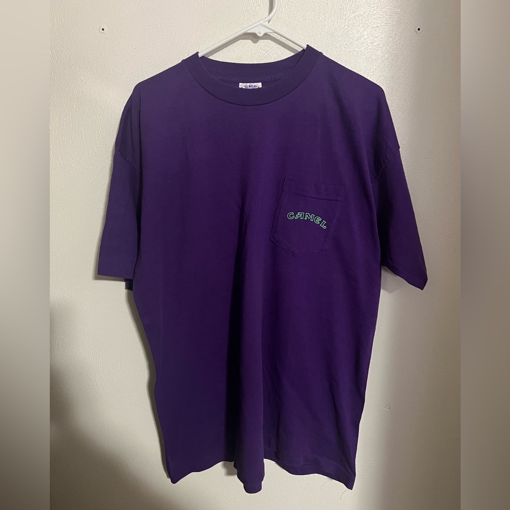 CAMEL Classic *Vintage* Promotional Logo Casual T Shirt‎ Purple Yellow Men's XL